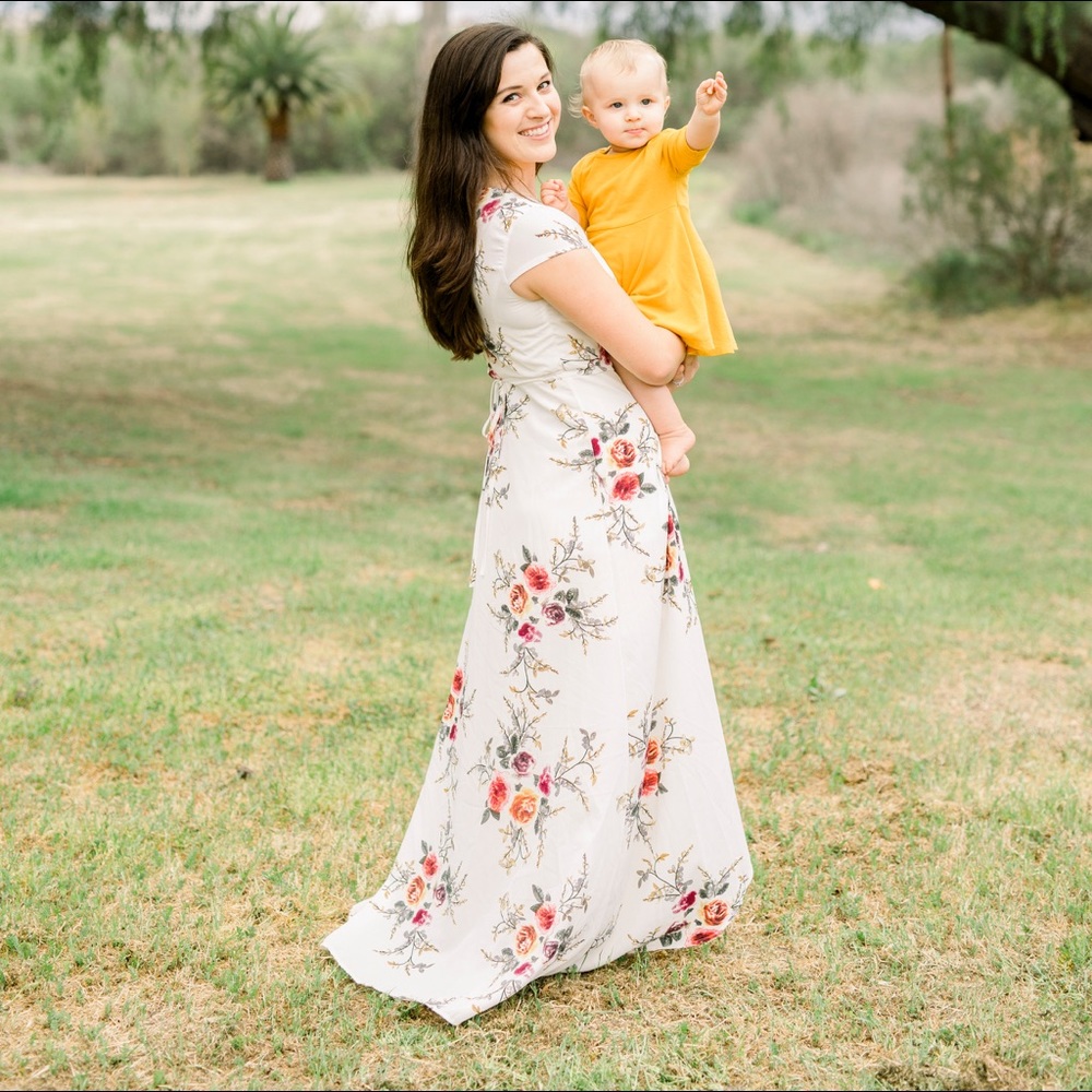 White floral wrap maxi dress